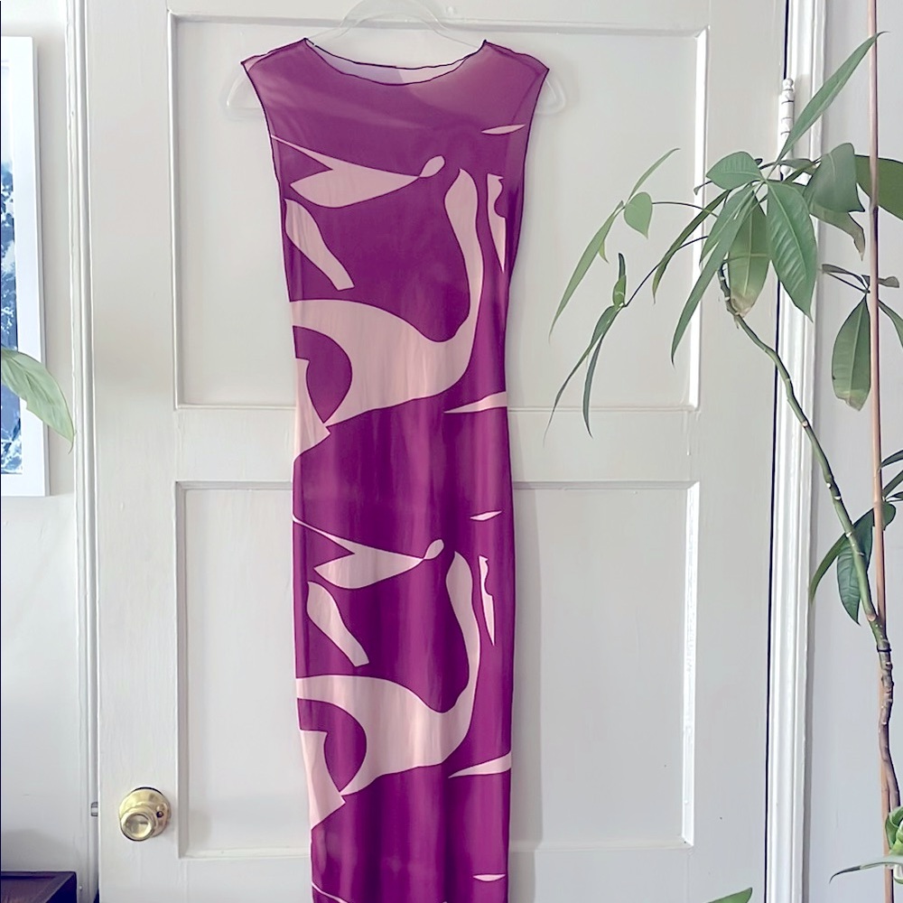 Matte Collection Resort Pool Cover Up Purple and Cream